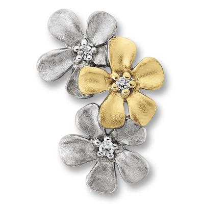 Kette mit Anhänger ONE ELEMENT "Zirkonia Blume Anhänger aus 925 Silber", gold (silber), Halsketten, Kinder, Silber 925 (Sterlingsilber), Feine Gestaltung – ein Sinnbild mit ruhiger Eleganz