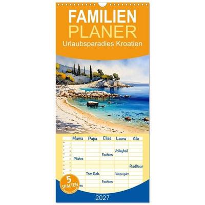 Familienplaner 2027 - Urlaubsparadies Kroatien mit 5 Spalten (Wandkalender, 21 x 45 cm) CALVENDO