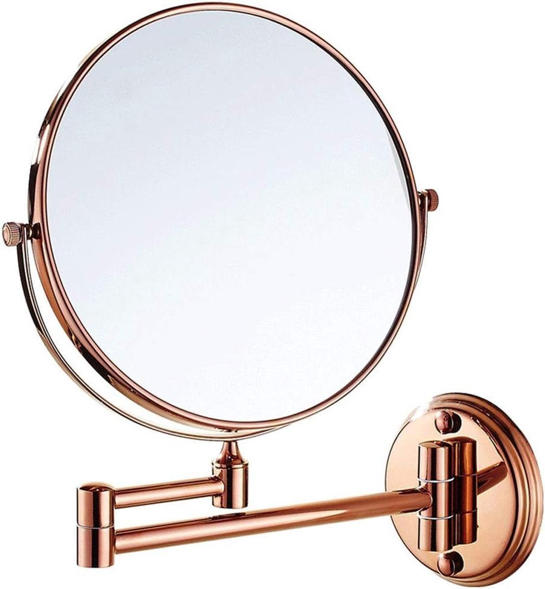 Badkamer Spiegel - Draaibare Make-up Spiegel - Dubbelzijdig Vergrootglas met 360 Graden Rotatie - Roségoud