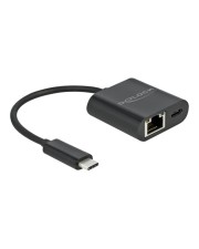 Delock USB Type-C Adapter zu Gigabit LAN 10/100/1000 Mbps mit PD schwarz Digital/Daten Netzwerk (66644)