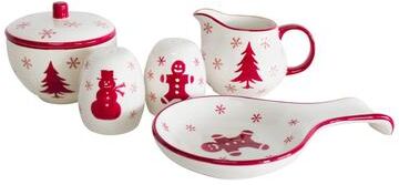 Euro Ceramica Winterfest 5 Piece Cream and Sugar Accessory Set