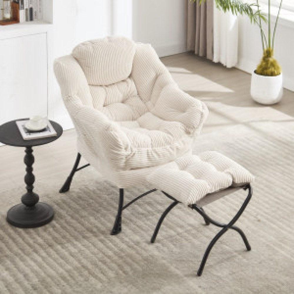 Lounge-Sofa - Ohrensessel - Loungestuhl - Akzentstuhl - Ecksofa - Kompaktes Design - Metall- und Baumwollbezug