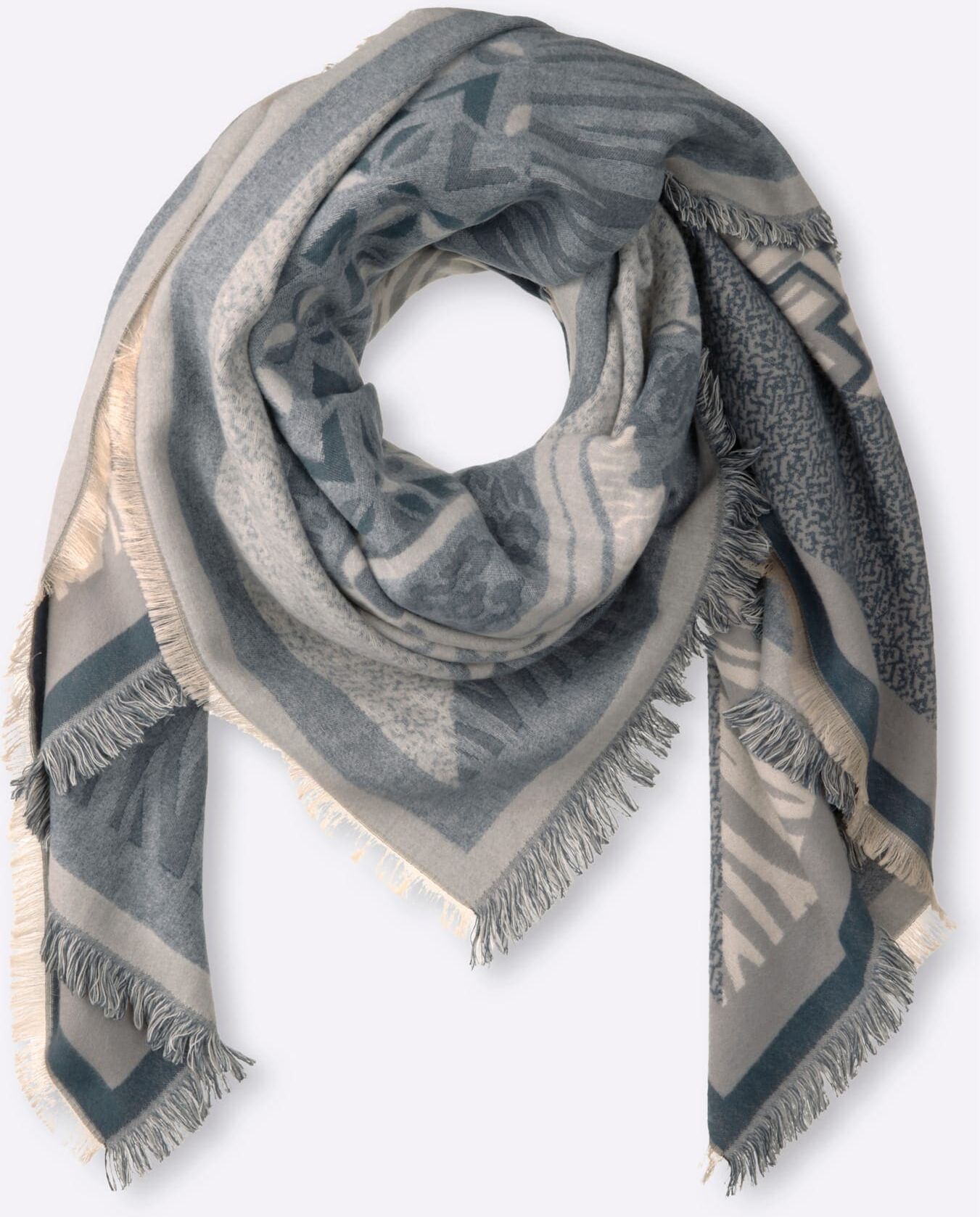 Modetuch HEINE, Damen, grau (rauchblau), Polyester, gemustert, Modetücher Modetuch rauchblau Einheitsgröße