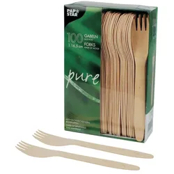 200x PAPSTAR 'pure' Holzgabeln 16,5 cm