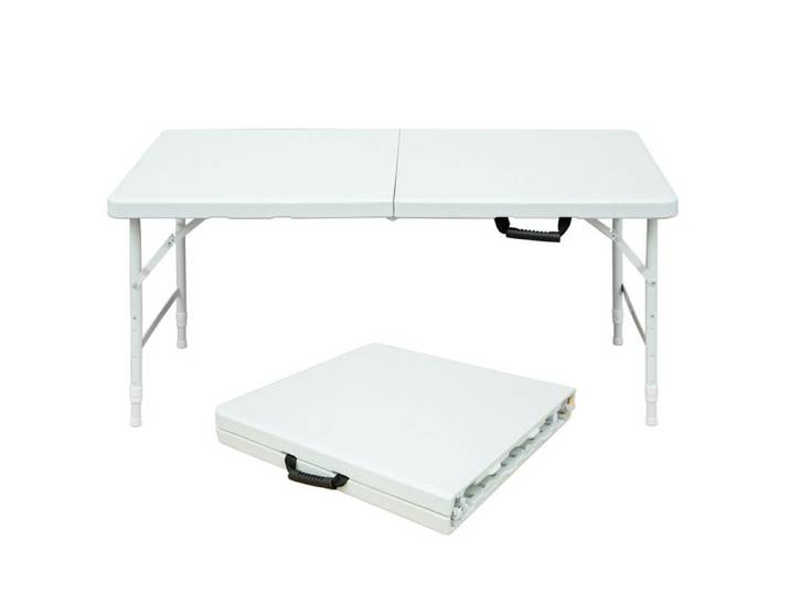 JOINERY table pliante table jardin portable 125 x 61 cm hauteur réglable acier plastique blanc intérieur extérieur
