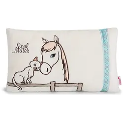 NICI Soulmates Kissen Pferd Cloudhopper und Katze, rechteckig