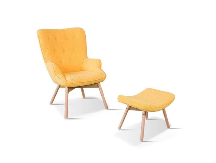 Fauteuil scandinave jaune bouclette - Stockholm