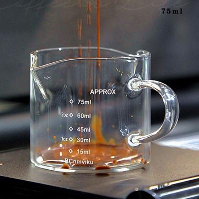 Combo Retail Shop Glass Espresso Measuring Cup, Double Single Mouth Glass Milk Jug, With Handle, Glass Scale Measuring Mugs scaled 75ml