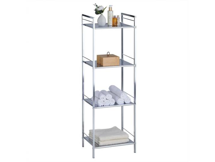 Idimex Regal Matis chrom, Chromfarben, Metall, Mode, 38x114x30 cm, Badezimmer, Badezimmerregale, Badregale