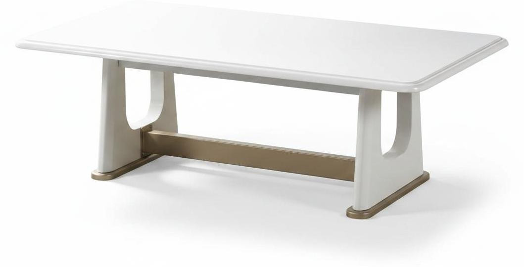 JVmoebel Moderne Witte Rechthoekige Banktafel met Zachte Stof voor de Woonkamer