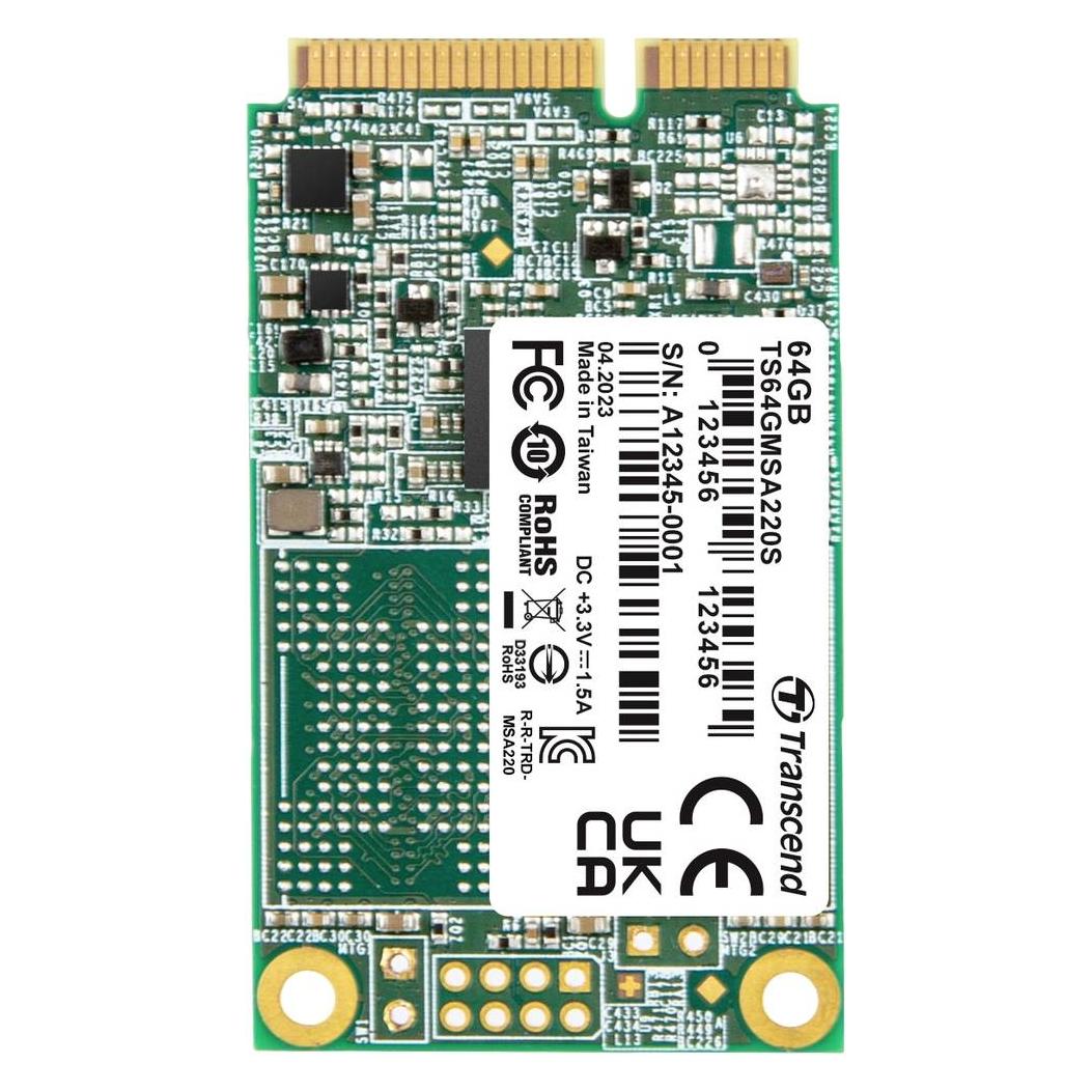 Transcend SSD MSA220S mSATA 3D NAND, SATA3 (64 GB, mSATA) (TS64GMSA220S)