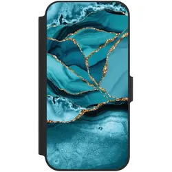 Nivocase Klapphülle für Apple iPhone 12 Handyhülle aus Kunst Leder NIVOflip schwarz Edelstein Glitzer Look (Apple iPhone 12), Smartphone Hülle, Schwarz