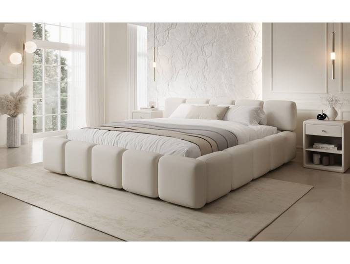 Designer Polsterbett Giulia Stoff mit Stauraum - 140x200 - Rot - Luxusbetten24