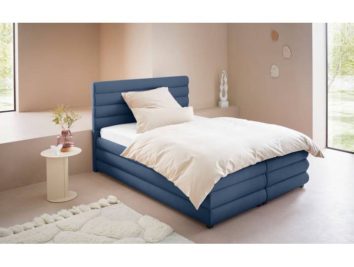 Polsterbett, Blau, 152x211 cm, Polyester, Mit Einbaulattenrost, Modern, LeGer