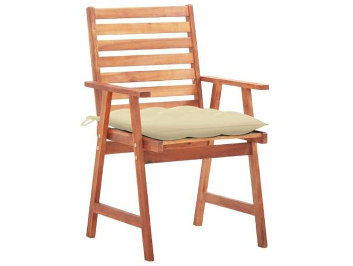 MNCVXAXG Esszimmerstühle für den Außenbereich mit Kissen, 2 Stück Cremefarbenes wasserfestes Kissen, Befestigungskordel, Lattenrost-Design, Öl-Finish, Montage erforderlich
