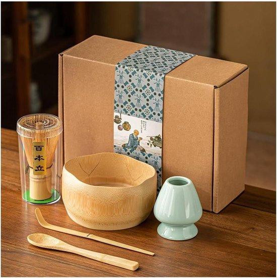 Japanse Matcha-theeset met bamboe en keramiek accessoires, meerkleurig