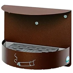 PROREGAL Wandascher mit Schutzdach verschließbar | 1,5 Liter, HxBxT 23x30x15cm | Verzinkter Stahl | Braun | Ascher Aschenbecher