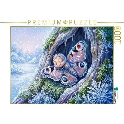 CALVENDO Puzzle Tagpfauenauge schläft im Winter im Totholzloch | 1000 Teile Lege-Größe 64x48cm Foto-Puzzle für glückliche Stunden