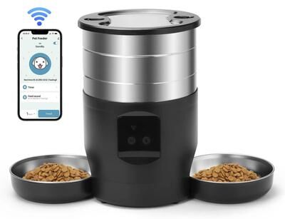 Uplift Picks 4.5L WiFi Automatic Pet Feeder With Dual Stainless Steel Bowls black (wifi) large 4 Liters
