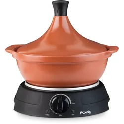 H.Koenig Elektrische Tajine TAJ3 / 3 L / Schmortopf / Terrakotta / Einstellbare Temperatur / Kontrollleuchte / 600 W