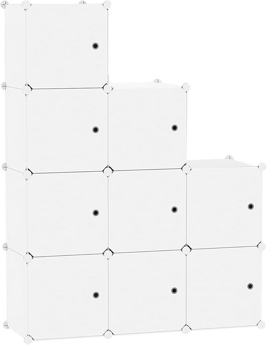 Modulaire Kubus Opbergkast met 9 Vakken en Deuren - Plastic Plankkast voor Woonkamer of Slaapkamer