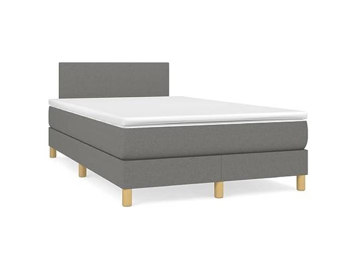 PUGYNBK Boxspringbett, 120 x 200 cm, mit Matratze, Dunkelgrau Verstellbares Kopfteil, Taschenfederkerne, mittlere Festigkeit, atmungsaktives Gewebe