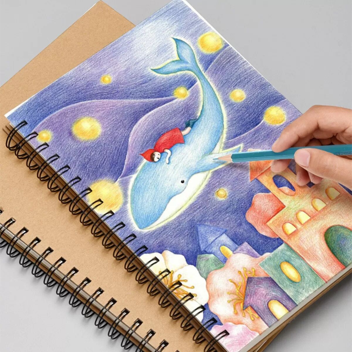INF A4 Spiral Hardcover Skizzenbuch — 50 Blätter 120g Markerpapier-Pad, Perforiertes Kraftcover, Ausblutungsfreies Papier für