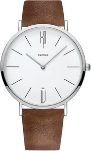 Inspire Essentials Mens Military Style Quartz Watch Genuine Leather Strap e