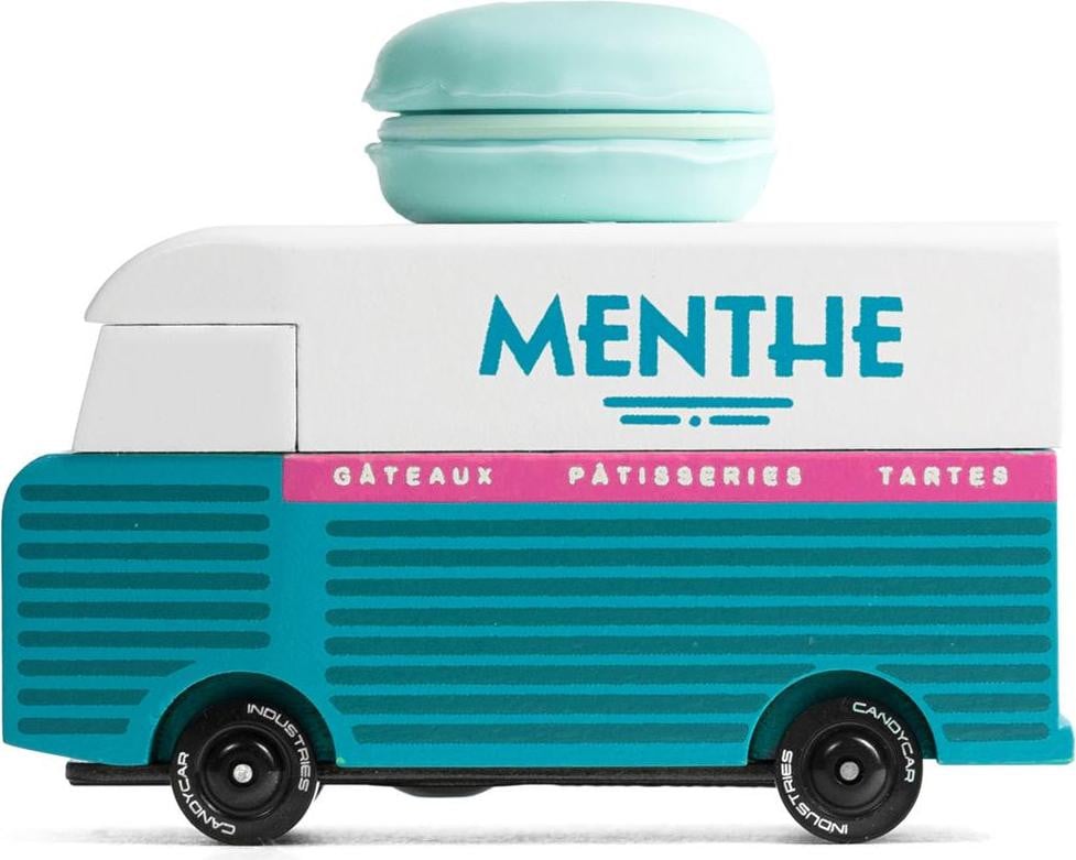 Candylab Speelgoedbus Macaron, blauw, houten retro bus