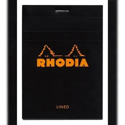 Rhodia 10x Gehefteter Notizblock Rhodia No.12 8,5x12cm 80 Blatt liniert 80g - Schwarz 126009C