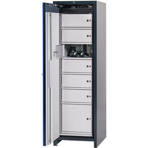 asecos Akku-Ladeschrank ION CORE 90, mit 16 Steckdosen, Feuerwiderstand Typ 90, blau, (B/H/T) 59,9 x 196 x 62cm