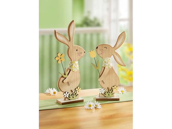 Hasen, 2er-Set, Natur-Gelb