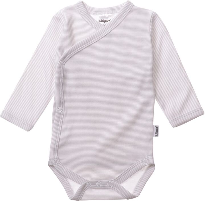 Body LILIPUT, Mädchen, Gr. 44, EURO-Größen, grau (weiß, grau), 100% Baumwolle, bedruckt, gestreift, lang, Bodys Body, in süßem Design als 7-tlg Set