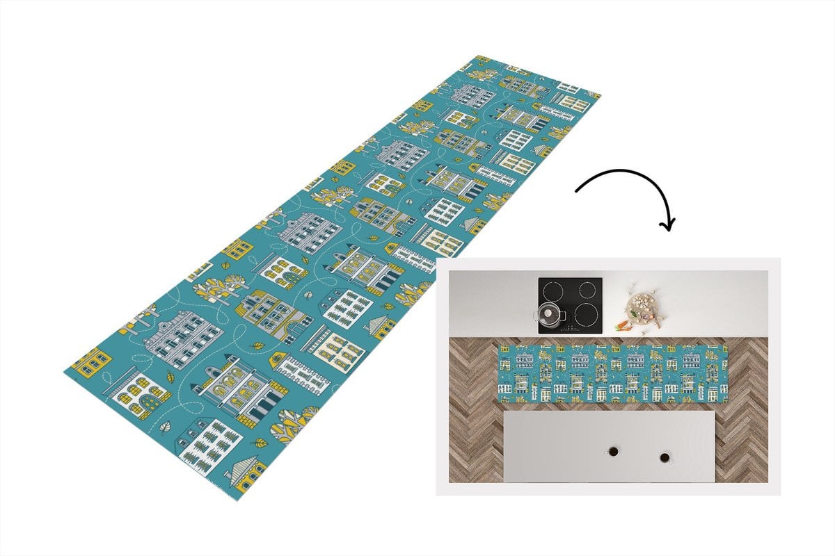 KitchenYeah Keukenloper Herfst Patronen Vinyl B/D: 240 x 60 cm