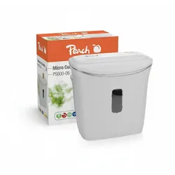 Peach Mikroschnitt Aktenvernichter | 4 Blatt | 12 Liter/130  A4 | nur 2x14mm Partikelgrösse (P-5) |  A4 ca. 2200 Partikel | DSGV konform | leise nur 65 dB(A) | PS600-06