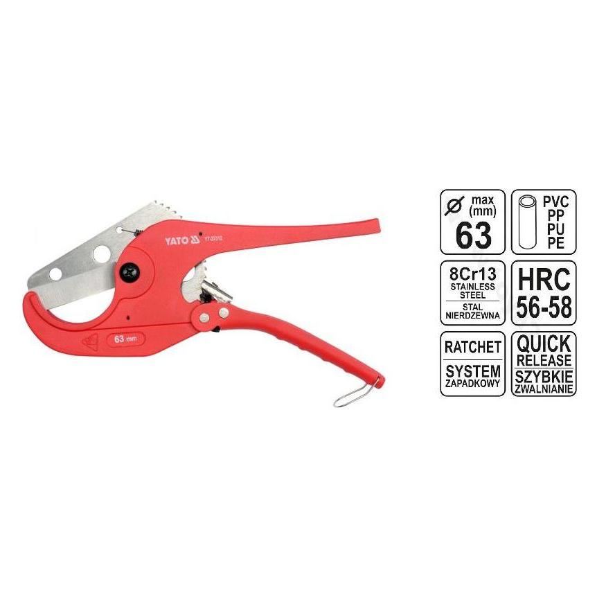 Yato YT-22312 - PVC-Rohrschneider, 63 mm (63 mm) (YT-22312)