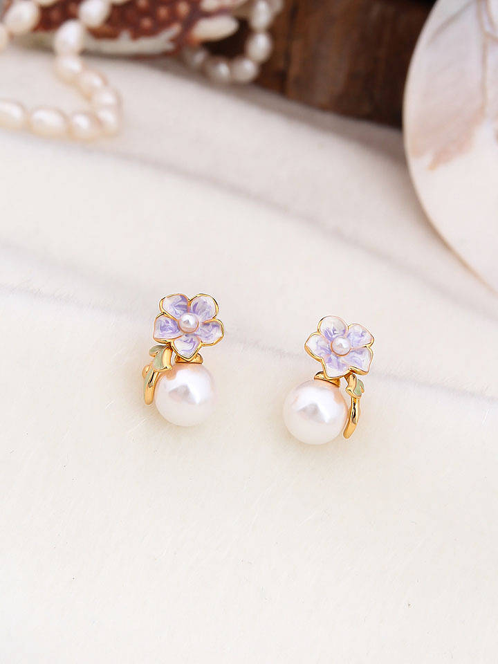 Pierres de Jade Vergold. Ohrstecker mit Perlen - onesize