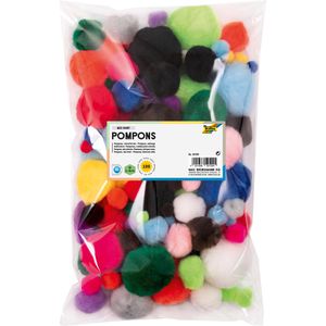 Folia Pompons 50109, farbig sortiert, Ø 1-5 cm, aus Kunstfaser, 100 Stück