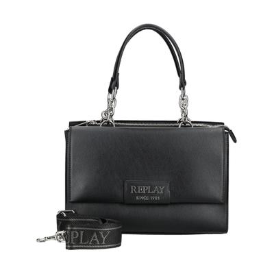 Henkeltasche REPLAY "Replay Taschen Lederimitat", Damen, Gr. onesize, schwarz, Lederimitat, Taschen