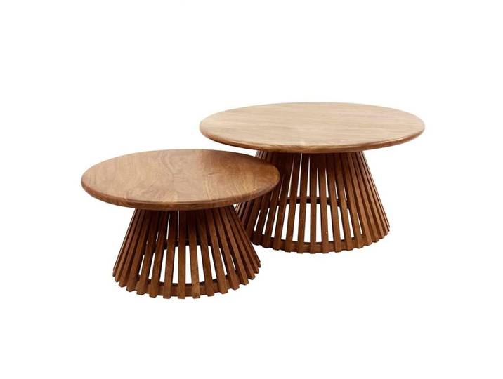 Lot de 2 tables basses gigognes bois massif de manguier bois