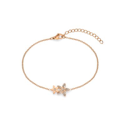 Armband TAMARIS "Schmuck Edelstahl The new Glitter Flower, Blüten-Optik", rosa (roségoldfarben, kristallweiß, kristallweiß), Armbänder, Damen, 21cm, Edelstahl, Armband, mit Zirkonia (synth.)