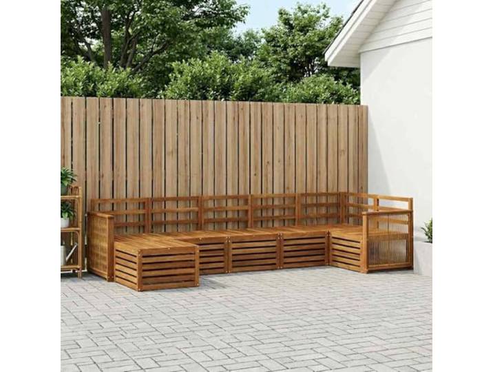 RJPLMFV Ecksofa, 6-teilig, Akazienholz, massiv, Natur Modulares Design, Frühjahrslack, bequeme Armlehnen, einfache Wartung