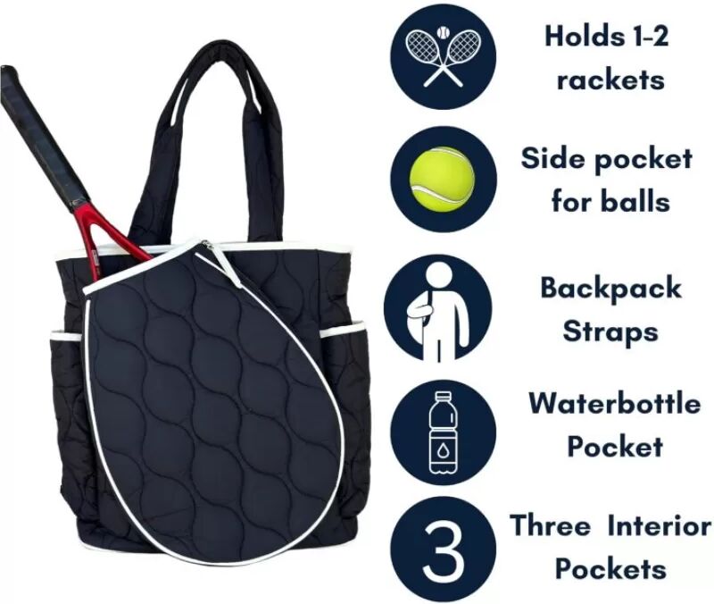 INF Multifunktionale Schultertasche Badminton-Rackettasche Schwarz