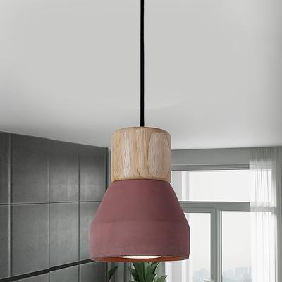 LED-Pendelleuchte, Holz, Kunst, Zement, Beton, Hängelampe, einfaches Café, Restaurant, Bar, Pendelleuchte, E27-Lichtquelle, Metall, Eisen, Kunst-Droplight, Taschenlampe, Beton-Deckenleuchte, 110–240 V