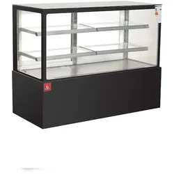 Gasfrit - Schwarze Panorama-Kühlvitrine mit 2 Ablagen 1500 x 660 x 1200 mm