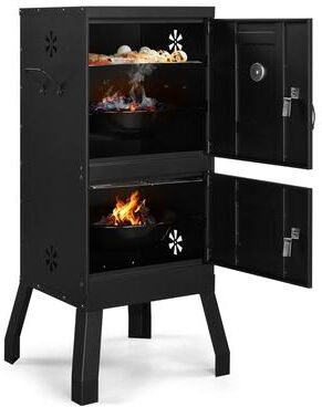 Vertical Charcoal Smoker Grill with Double Doors for Barbecue Camping - N/A