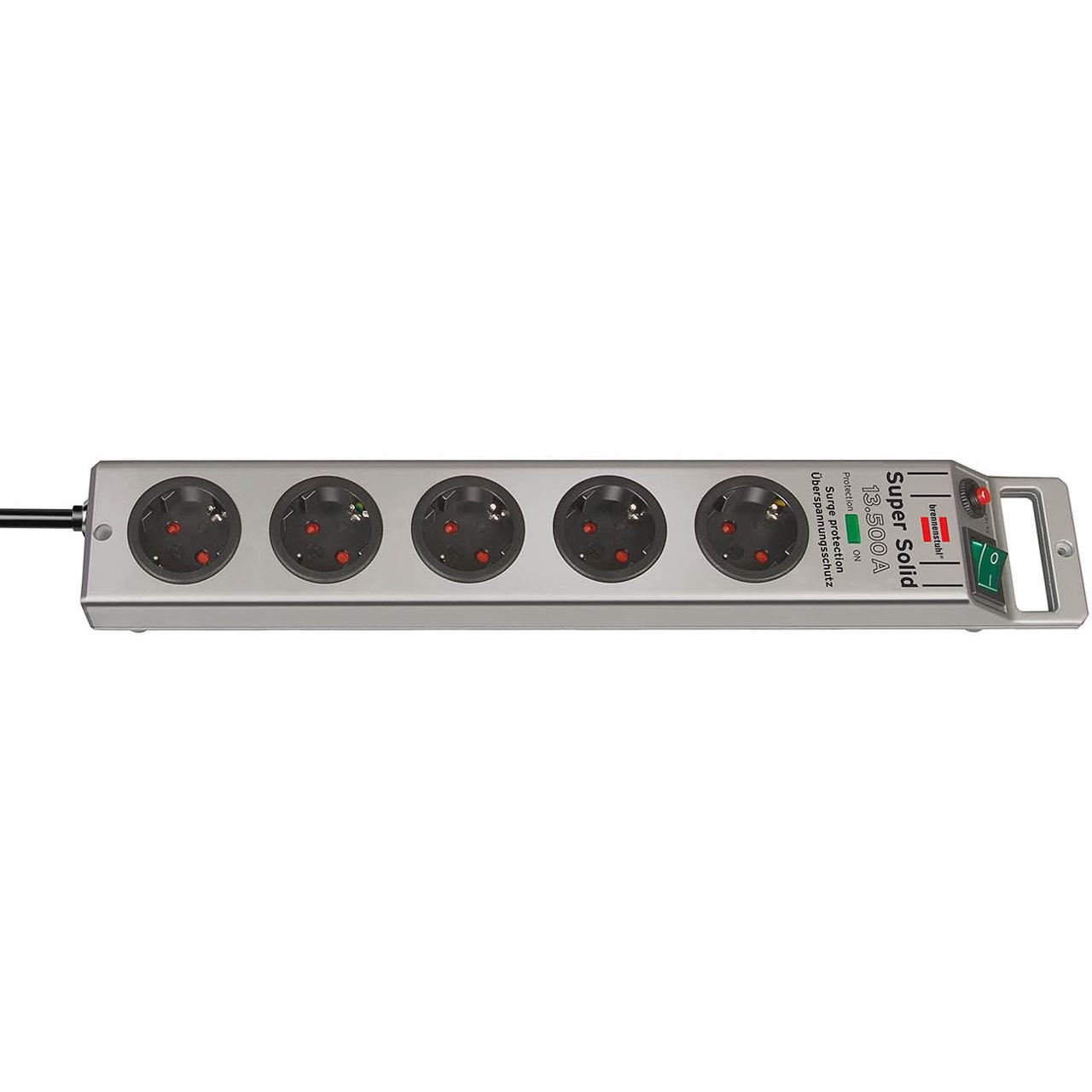 2.50m Brennenstuhl Super-Solid Steckdosenleiste mit Schalter Silber 5 (1153340315)