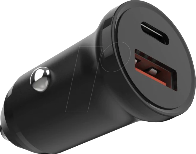 FIXED Car mit USB-C und USB-Ausgang und PD-Unterstützung 20W schwarz