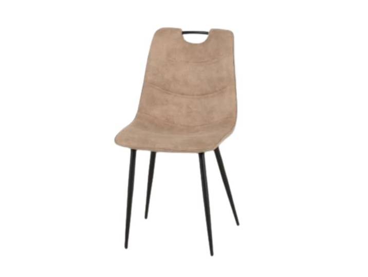 Chaise simili taupe avec poignée pieds métal noir