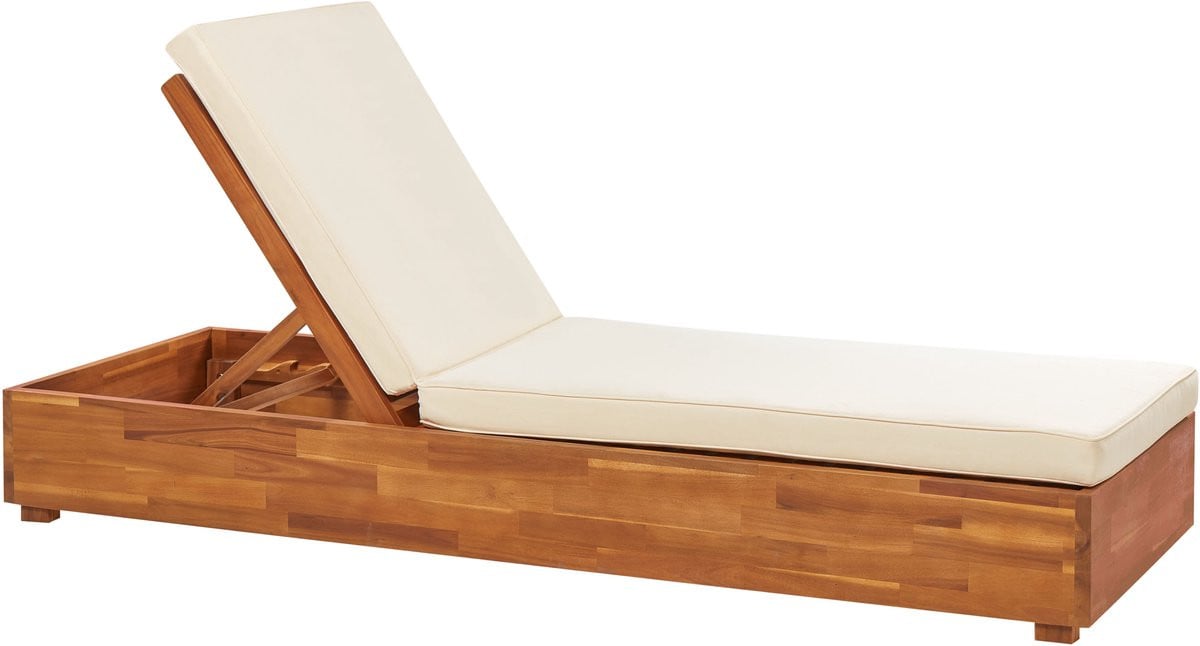 FANANO Ligstoel - Gebroken wit - Acaciahout
